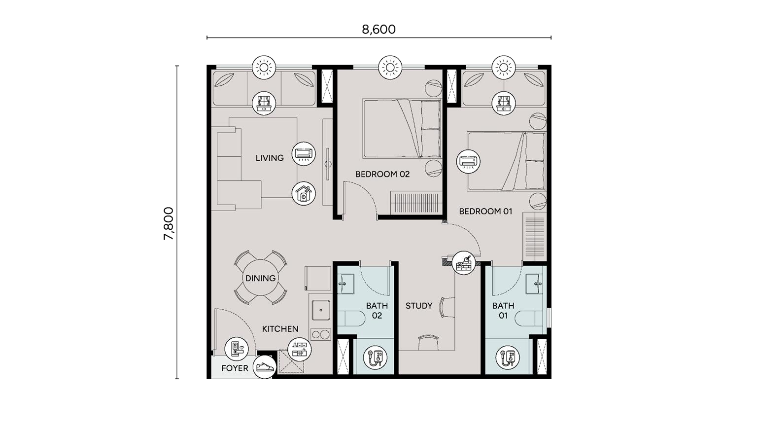 Ophira Resort Residences Type B1 official floor plan