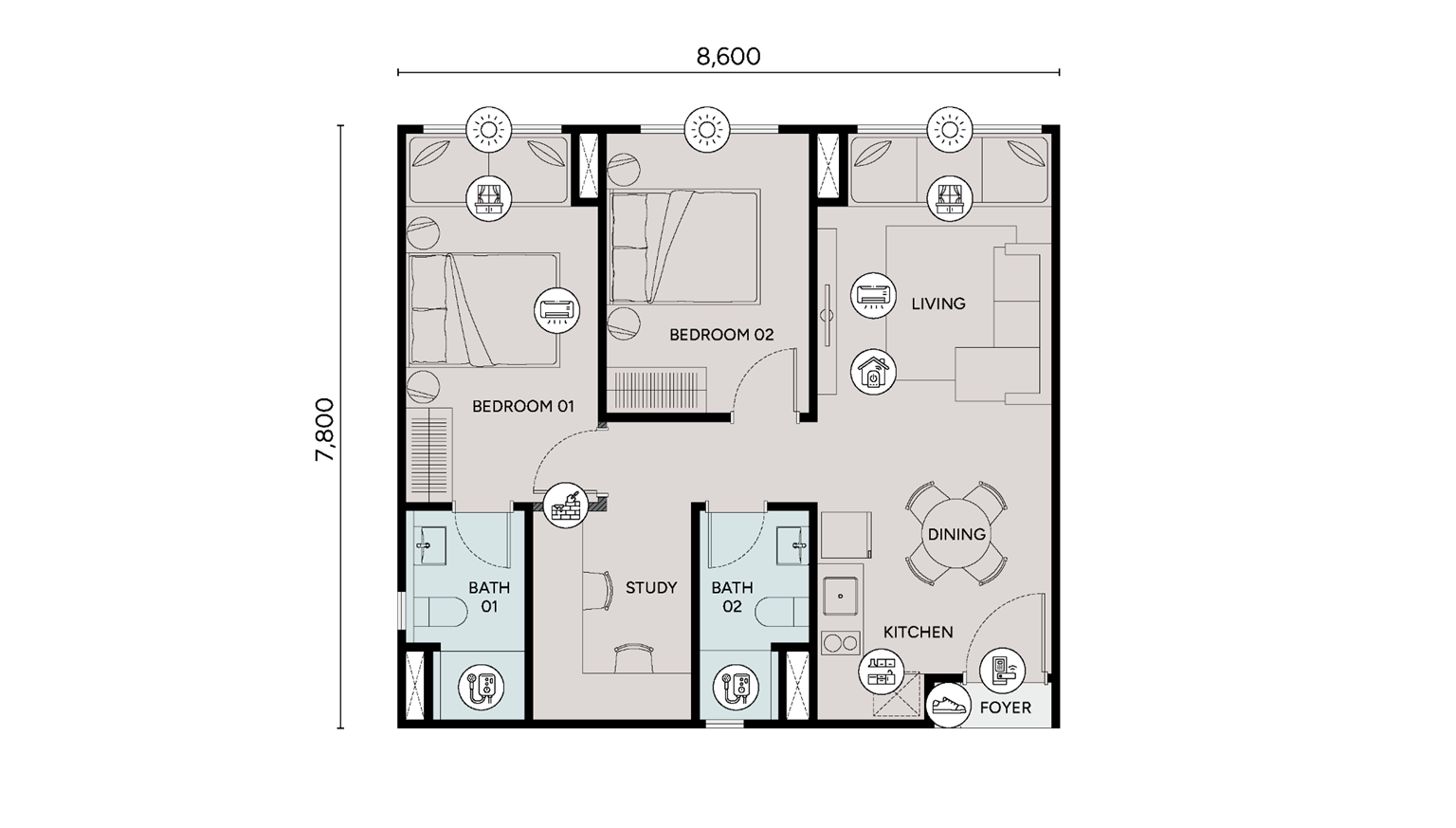 Ophira Resort Residences Type B2 official floor plan