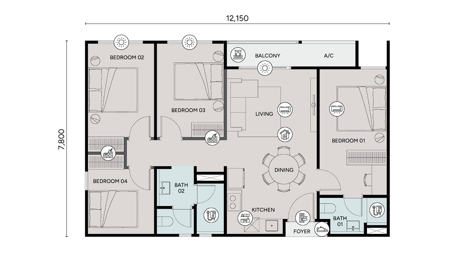 Ophira Resort Residences Type D official floor plan