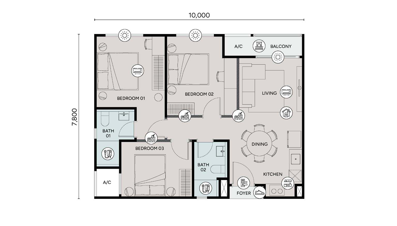Ophira Resort Residences Type C3 official floor plan